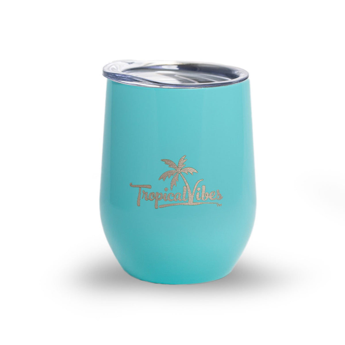 Tropical Vibes 12 oz Insulated Wine Tumbler with Lid, Double Wall