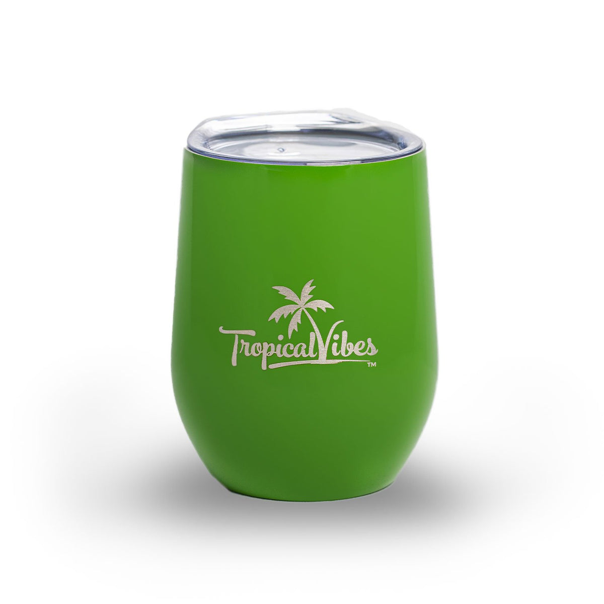 Tropical Vibes 12 oz Insulated Wine Tumbler with Lid, Double Wall